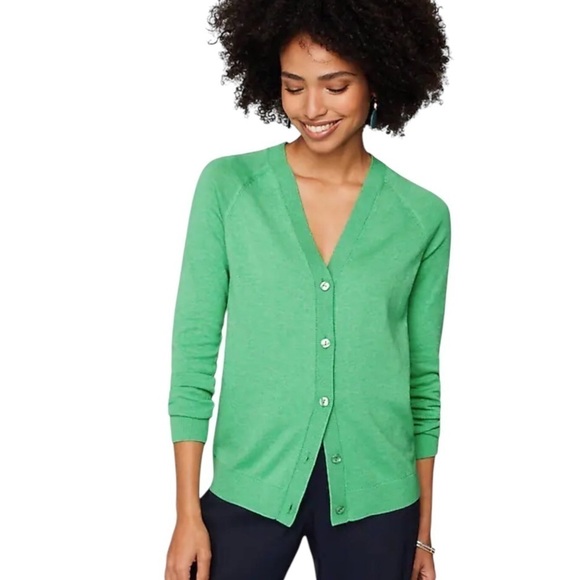 J. Jill Sweaters - J. Jill Cardigan Organic Cotton Green V-Neck Sweater Large